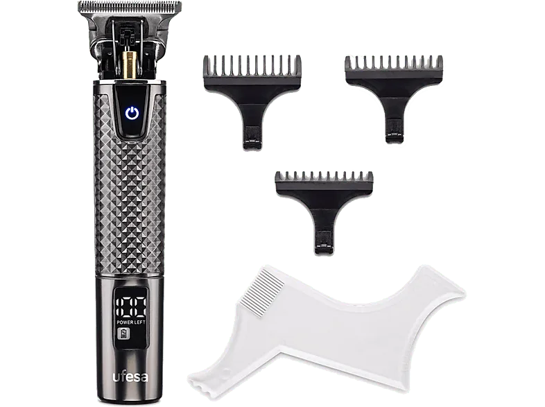 Cortapelos - Ufesa LCD CP Razor Fade, Autonomía de 150 min, 3 Peines fijos, Con y sin cable, Corte precisión 40 mm, Negro