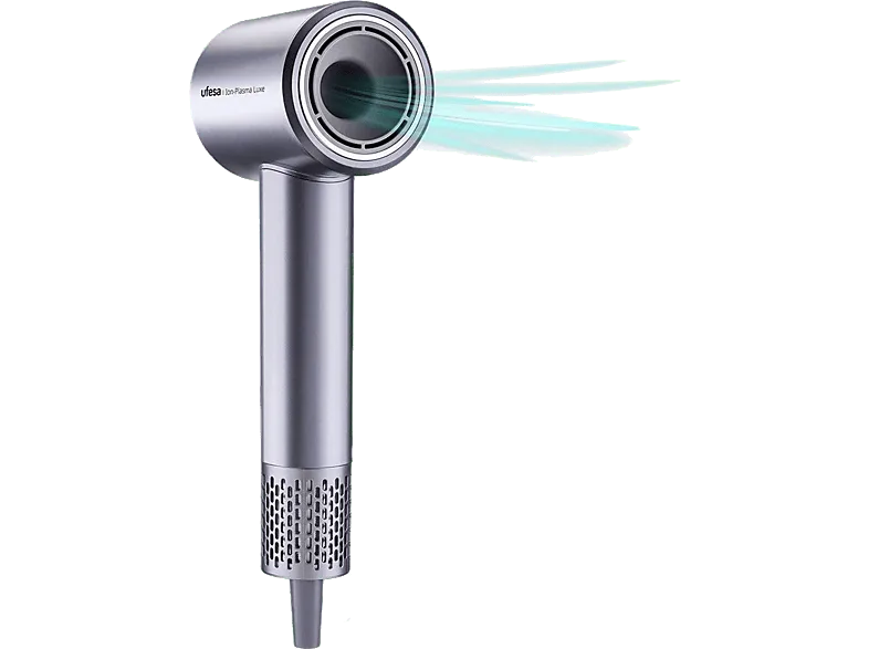 Secador - Ufesa BLDC Ion-Plasma Luxe, 1600 W, 3 Temperaturas + Aire Frío, 2 Velocidades, Difusor Incluido, Secado Ultra-rápido 110.000 rpm, Plata