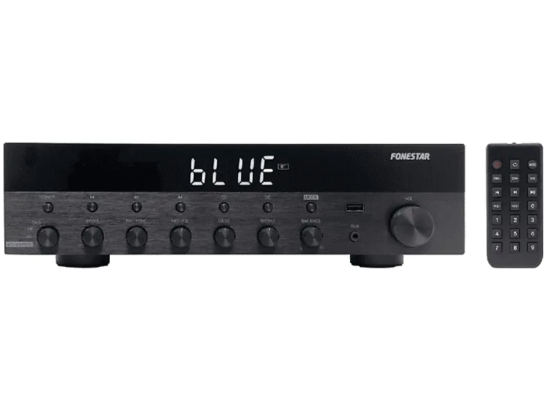 Amplificador HiFi - Fonestar AS-6060, Bluetooth, 60Wx2 RMS, 350W, Mando a distancia, Negro