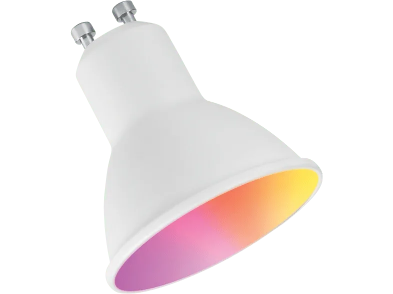 Bombilla inteligente - muvit iO GU10 MIOBULB015, 5.5W, 400lm, Luz RGB/ Blancos D50*H56, Blanco
