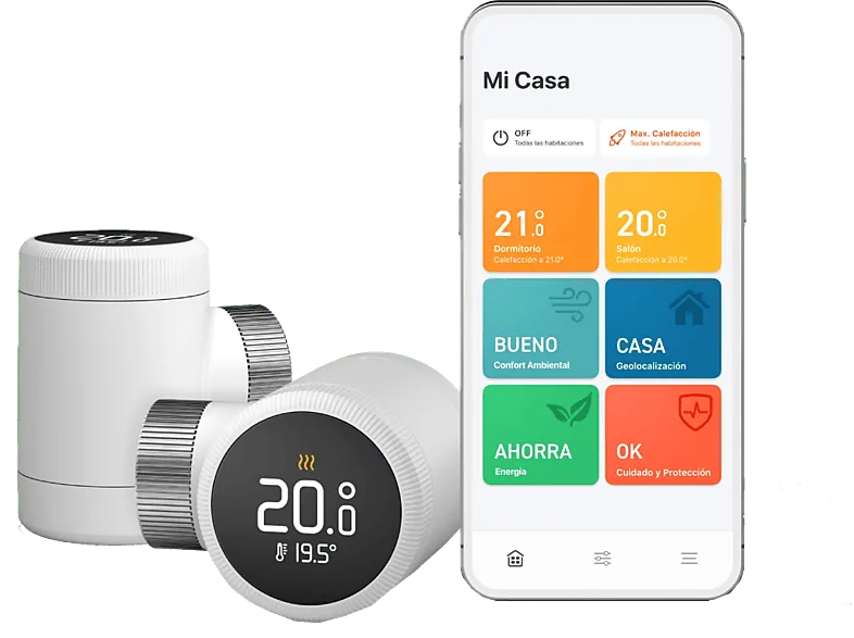 Termostato - Tado Pack 2 Cabezales Termostáticos X, Pantalla táctil, Carga USB-C, Blanco