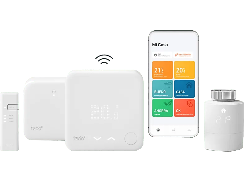 Termostato - Tado Pack kit termostato inalámbrico+ 1 Cabezal Termostático Inteligente, Blanco