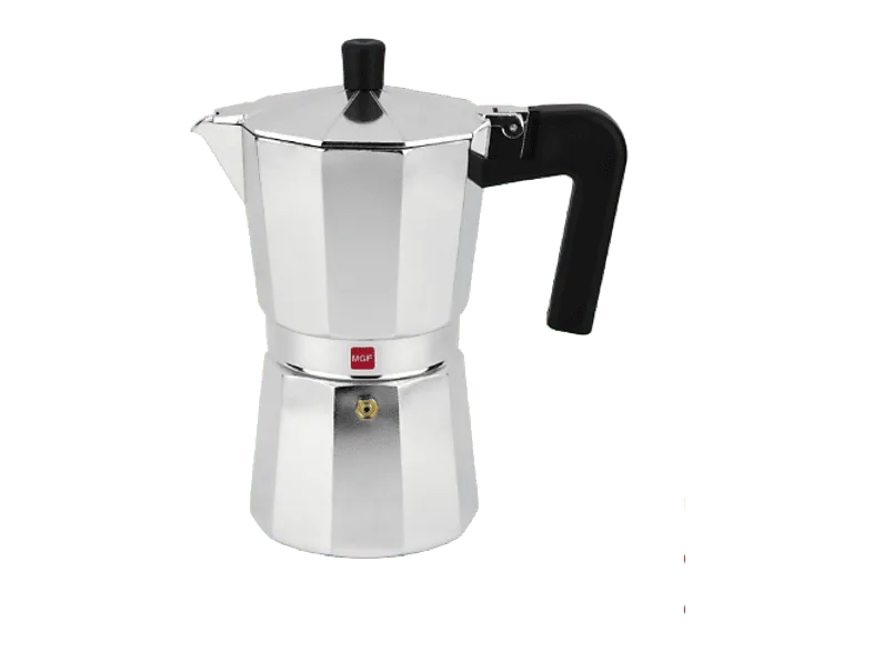 Cafetera tradicional - Magefesa Catual, Aluminio, 6 Tazas, Compatibilidad Universal, Apto para Inducción, Asa de Toque Frío, Plata