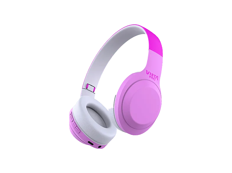 Auriculares infantiles - Vieta Pro Kids 2, Diadema, Hasta 15 hs,Inalámbrico, Radio FM, Protección -85db, Rosa/Blanco – Rosa/Blanco