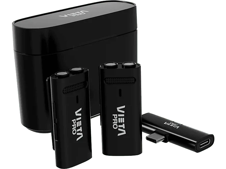 Micrófono - Vieta Influencer VM-MF040BK, Inalámbricos, Tecnología ENC, Autonomía 10 horas, Negro