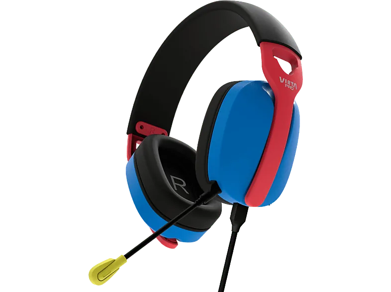 Auriculares gaming - Vieta Pro Pixel, Circumaurales, Con Cable, Ajustable, Función Mute, Azul, Rojo y Negro