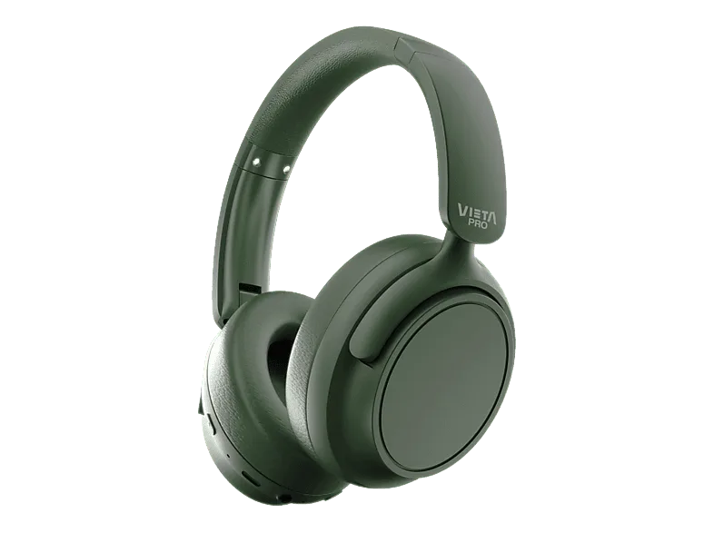 Auriculares inalámbricos - Vieta Pro Silence 4, Diadema, Cancelación de ruido híbrida, Circumaurales, Bluetooth 5.4, Verde