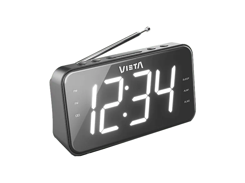 Radio despertador - Vieta VH-AL200BK, 1W, FM, Altavoz Incorporado, Pantalla LED, Negro