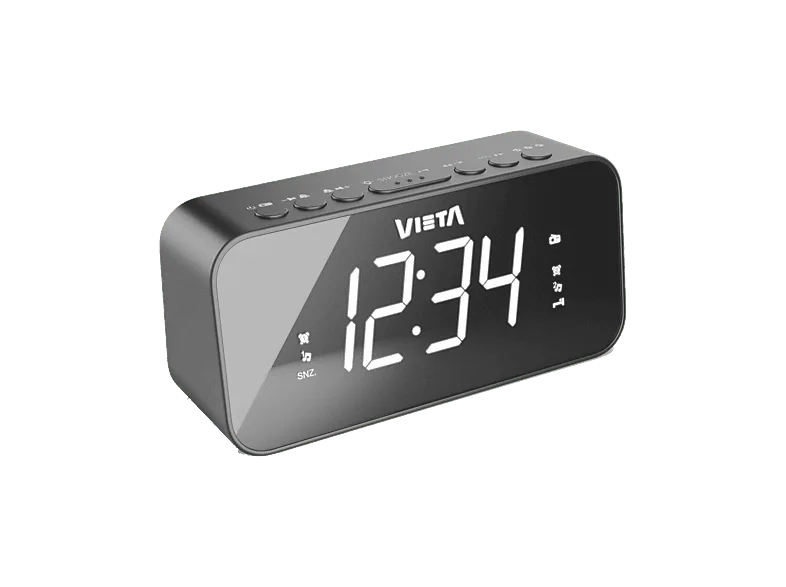 Radio despertador - Vieta VH-AL300BK, 6W, FM, Altavoz Incorporado, Pantalla LED, Cable/Pilas, Negro