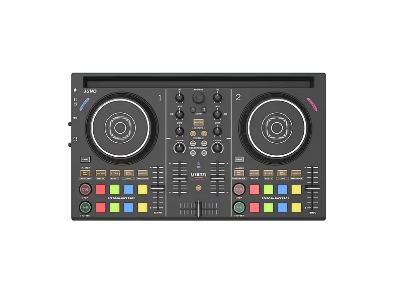 Mezcladora DJ - Vieta Pro Juno, 2 Canales, Power Pass-Through y USB-C, Negro