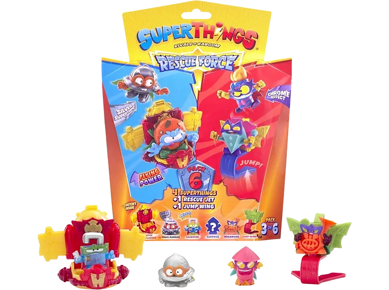 Figura - Magicbox 4 Superthings & 2 Kazoom Jets Superthings, 3 cm, superthings + 1 vehículo rescue jet y además un Jump wing, Multicolor