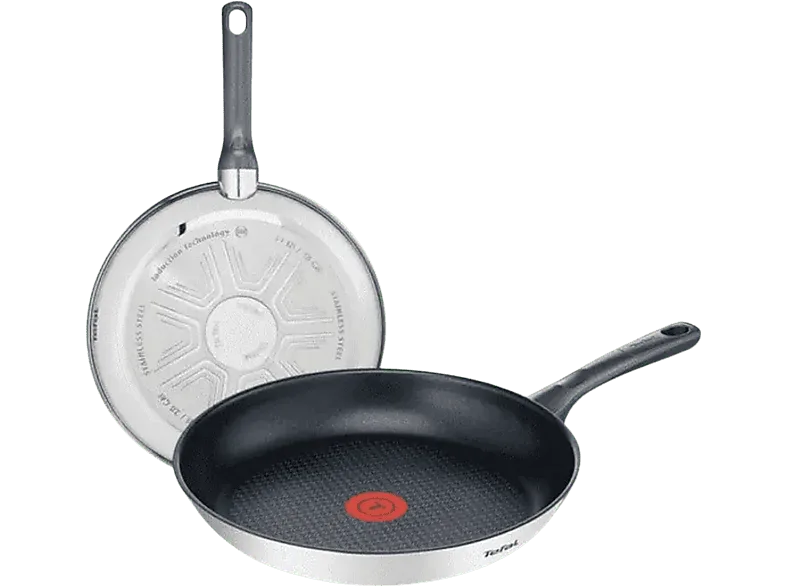 Set de sartenes - Tefal Daily Cook, 2 sartenes, 20 y 26 cm, Antiadherentes, Acero inoxidable