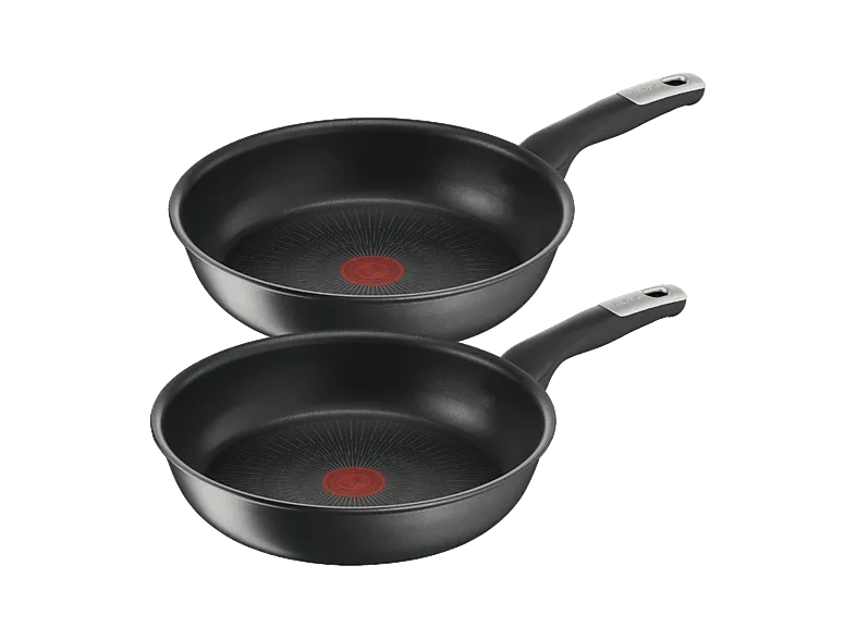 Set de sartenes - Tefal Jordi Cruz G3200S2A, 20/26 cm, Mango fijo, Revestimiento antiadherente, Antirayaduras, Inducción, Titanium