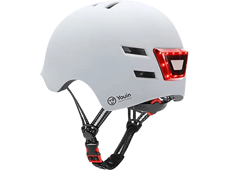 Casco - Youin LED, Para patinete eléctrico o bicicleta, Talla M, LED Frontal y trasero, Blanco