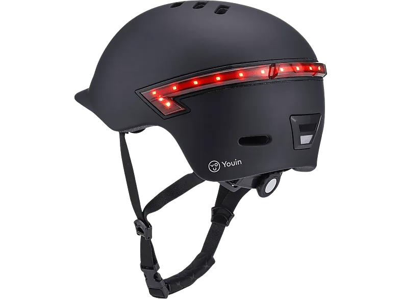Casco - Youin LED, Talla M, LED intermitente, Mando a distancia, USB, Negro