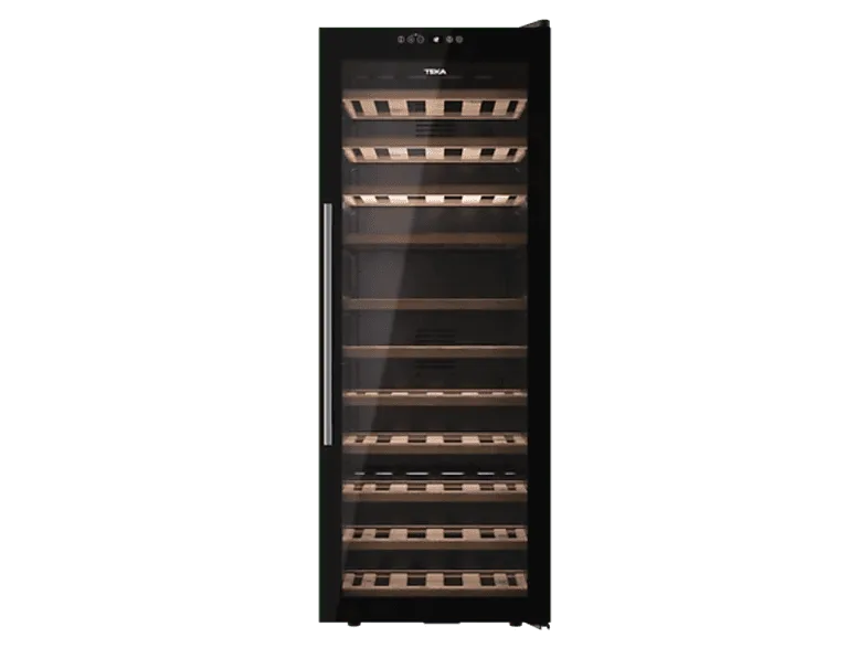 Vinoteca - Teka RVF 10032 GBK, Cíclico, 32 Botellas, LED, Puerta Reversible, Doble Cristal TintadoNegro