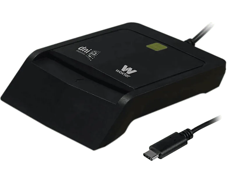 Lector DNI electrónico - Woxter PE26-200, LED, compatible con las tarjetas Smart Cards, Negro