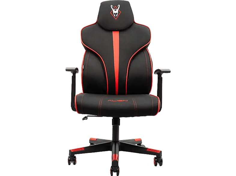 Silla gaming - Woxter Station Alien v2.0, Hasta 150 kg, Reposabrazos Fijos, Ruedas Antiarañazos, Rojo
