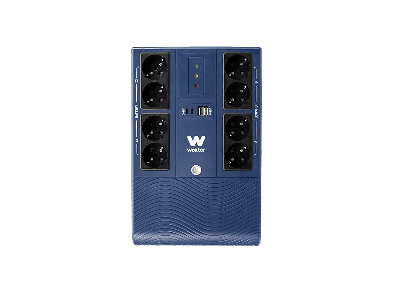 SAI - Woxter Multibase UPS 800 VA, 8 Tomas Schuko, Batería de 12V/7Ah, Protección contra Cortes Energía, 4 Salidas con Respaldo