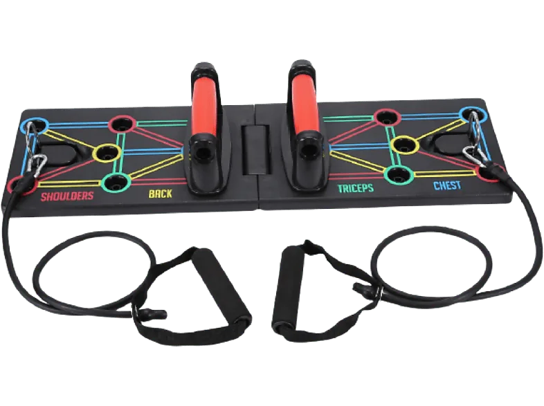 Tabla para ejercicio - NK PUSHBOARD, push up, 64 x 20 cm, Diseño plegable, 200 Kg, Multicolor