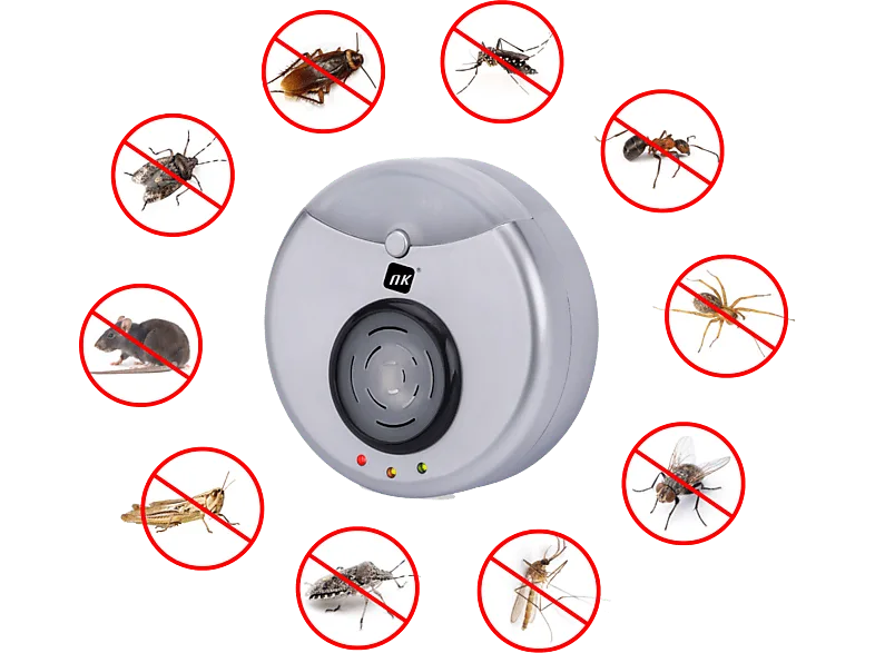 Repelente de insectos - NK-HO330009, 300m2, Ultrasonido Electromagnético, Gris