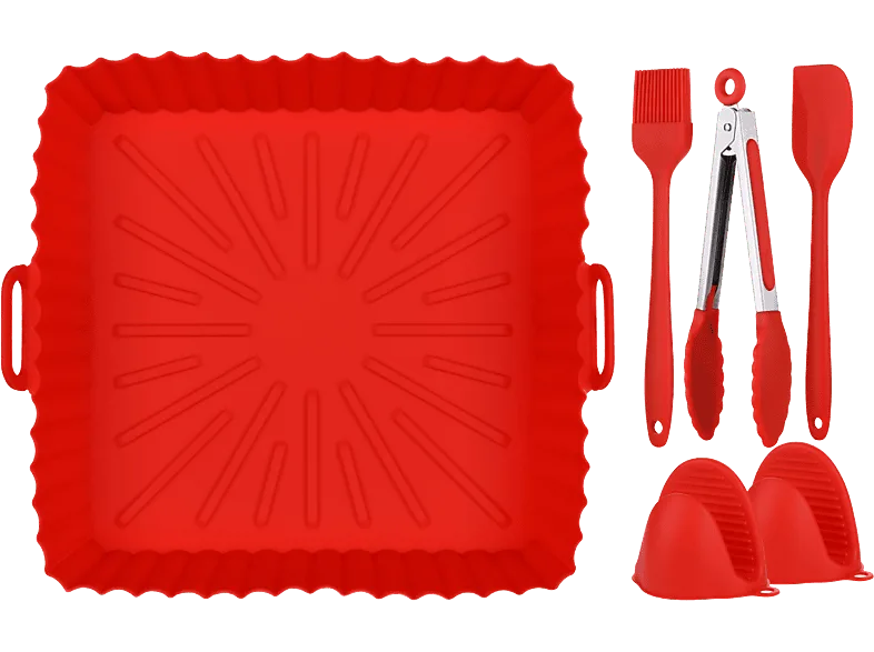 Accesorio freidora - KOENIC HO330024, Base de Silicona, 20 cm, Apto Lavavajillas, Microondas, Hasta 220º, Rojo