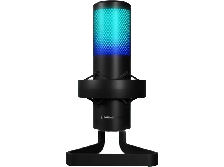Micrófono - Newskill Apholos Pro, Con cable, USB, AUX, RGB con cambio de color, Modo Eco, 4 Patrones polaridad, Negro