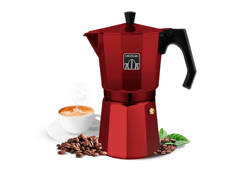 Cafetera tradicional - Cecotec Mokclassic 900 Red, Aluminio, 9 tazas (550 ml), Apta para todo tipo de cocinas, Rojo
