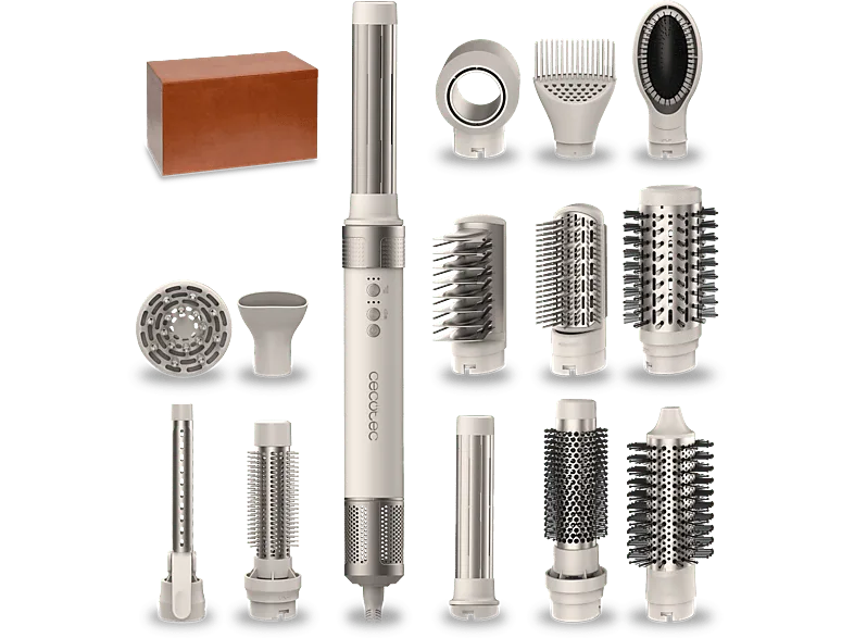 Moldeador - Cecotec Bamba CeramicCare 14in1 AirGlam Champagne, con tecnología Coanda, Cabezales Revestimiento de Cerámica y Keratina, Champagne (imagen 1 de 3)