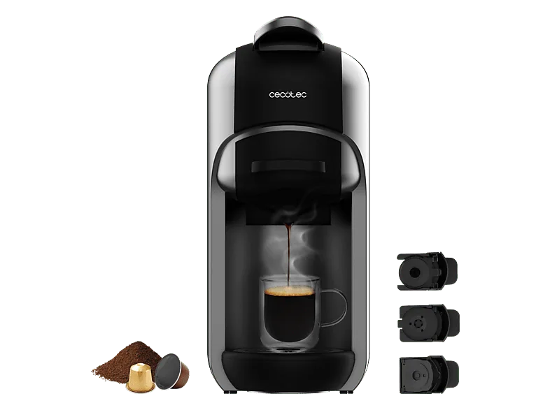 Cafetera de cápsulas - Cecotec FreeStyle Compact, 19 bar, 0.6 l, 1450 W, Plateado/Negro