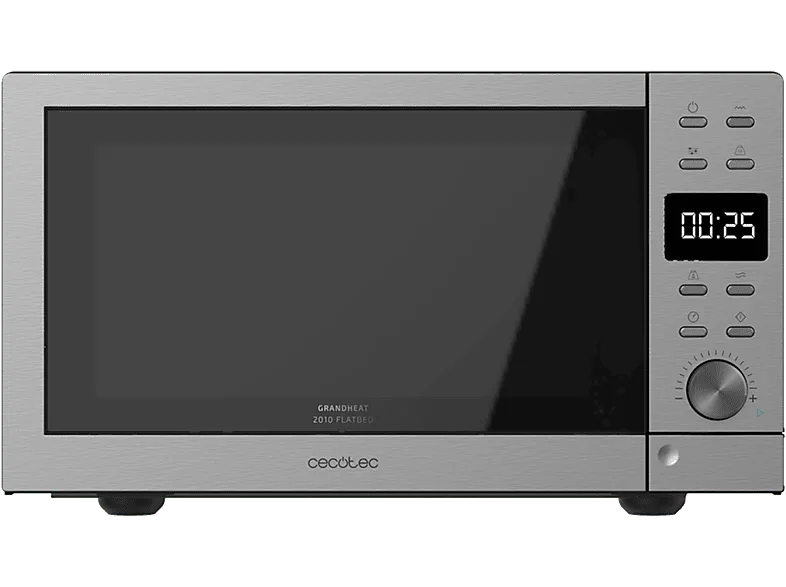 Microondas - Cecotec Sin Plato Grandheat 2010 Flatbed Steel, 9 Funciones preconfiguradas, Quick Start, Grey