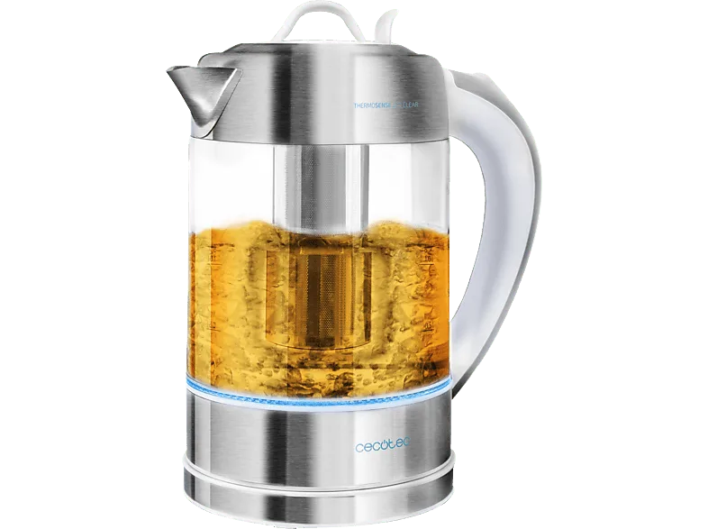 Hervidor de agua - Cecotec Thermosense 370, 2200 W, 1.7 L, 2en1, y Tetera con Filtro Té