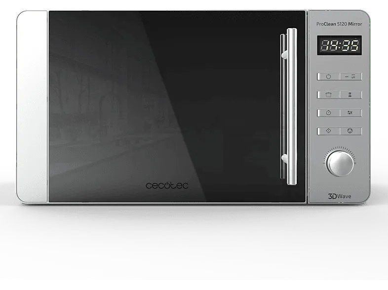 Microondas con grill - Cecotec ProClean 5120 Mirror, 700W, 5 niveles, Inicio automático, 20 l, 8 Programas, Inox (imagen 1 de 3)