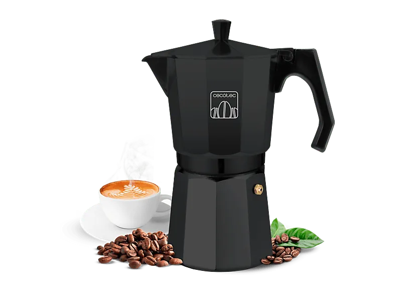 Cafetera tradicional - Cecotec Cumbia Mokclassic 300 Black, Aluminio, 150 ml, Filtro acero inoxidable, Apta gas, eléctrica y vitrocerámica, Negro
