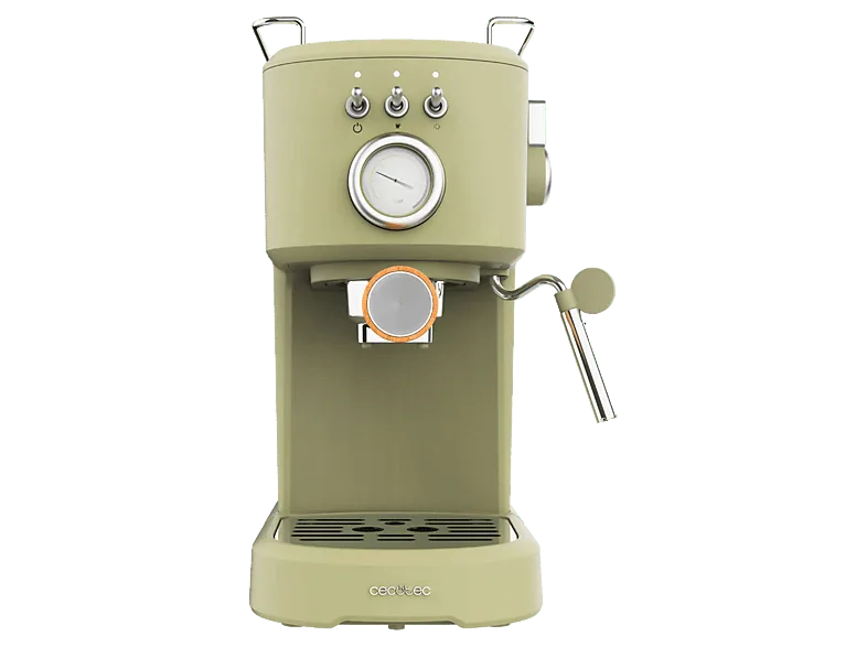 Cafetera express - Cecotec Power Espresso 20 Retro Green, bar, 1100 W, 1.25 l, 2 Tazas, Verde