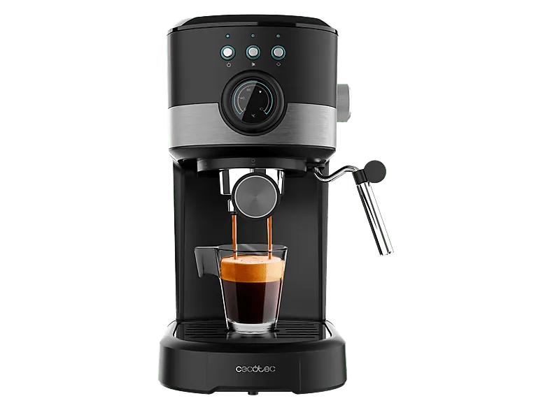 Cafetera express - Cecotec Power Espresso 20 Pecan Pro, bar, 1100 W, 1.25 l, 2 tazas, Negro