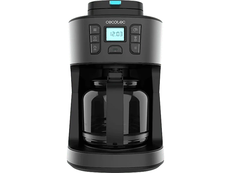Cafetera de goteo - Cecotec Coffee 66 Grind & Drop, 12 tazas, 1086 W, Programable, Capacidad 1.8 L, Tecnología ExtremeAroma, Grey