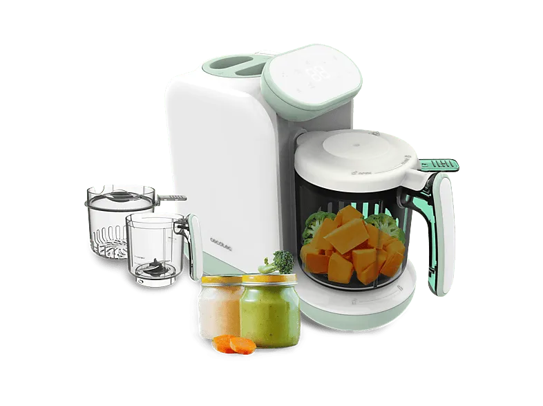 Procesador de alimentos - Cecotec Nana BabyCare FoodProcessor, Hierve, tritura, esteriliza y calienta biberones, Función vapor, BPA Free, Multicolor