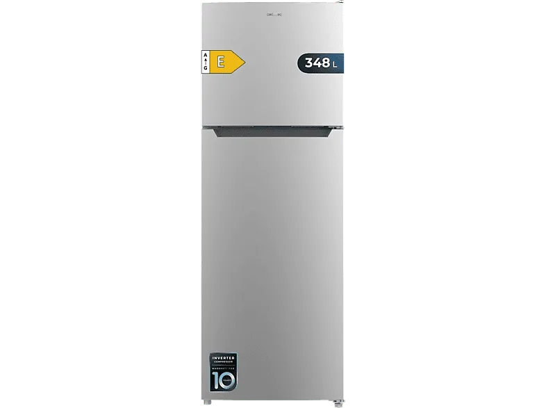 Frigorífico dos puertas - Cecotec Bolero CoolMarket 2D 348 NF Inox E, Motor Inverter, Capacidad L, No Frost, Puerta reversible, Grey