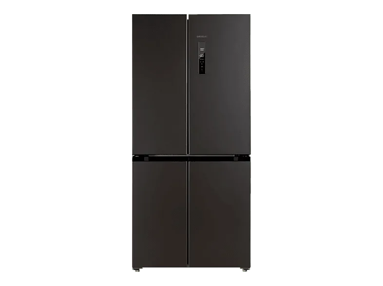 Frigorífico americano - Cecotec Bolero CoolMarket 4D 490 Dark E, No Frost, 183 cm, l, Inverter Plus, Inoxidable anti-huellas,