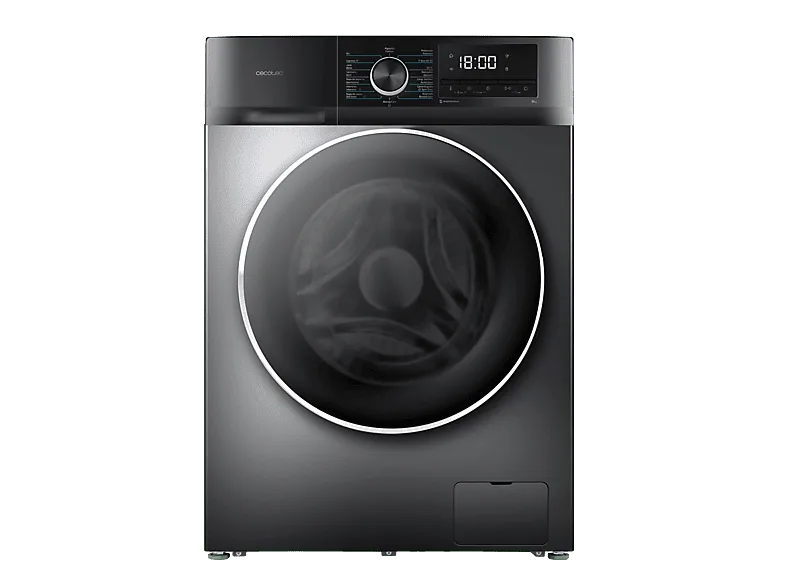 Lavadora carga frontal - Cecotec Bolero DressCode 9500 Inverter Steel A, 9 kg, 1400 rpm, Motor inverter plus, Función vapor, Allergy care,
