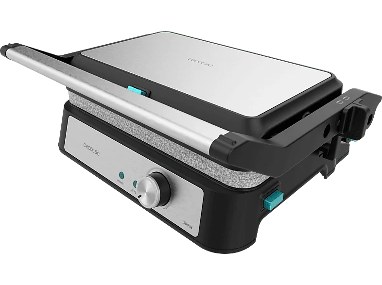 Grill - Cecotec Rock'nGrill 1500 Take&Clean Stone, W, Revestimiento RockStone, Placas desmontables, 180º, Placa flotante, Lavavajillas, Stone