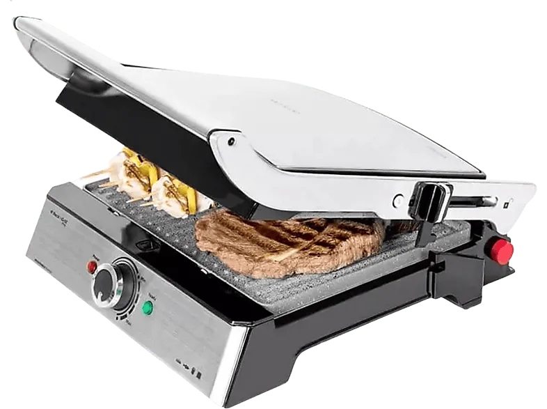 Grill - Cecotec ROCK'NGRILL PRO, Potencia 2000W, Superficie Antiadherente, Placas extraíbles
