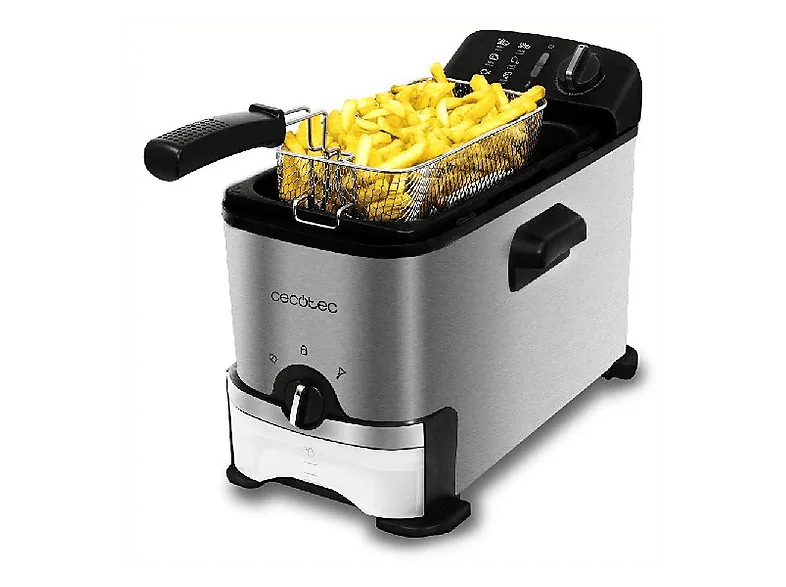 Freidora - Cecotec CleanFry 3000 ProFilter, 2000 W, Hasta 190ºC, Capacidad 3 litros, Sistema Inox