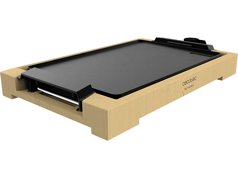 Plancha de asar - Cecotec Tasty&Grill 2000 Bamboo, W, 37,5 x 24,5 cm, Estructura bambú, Negro