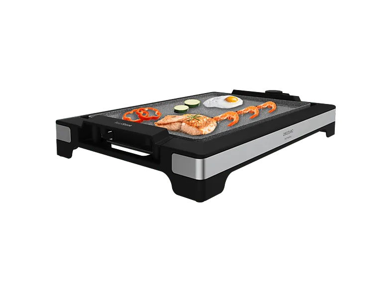 Plancha de asar - Cecotec Tasty&Grill 2000 InoxStone, W, Revestimiento RockStone, Termostato, Apta lavavajillas, Multicolor