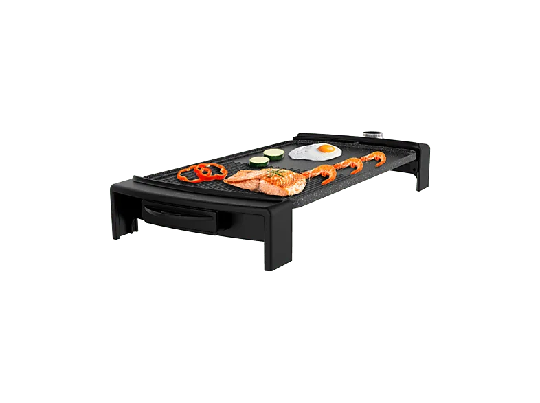 Plancha de asar - Cecotec Tasty&Grill 2500 Rockwater Mixgrill, Revestimiento RockStone, Superficie mixta, Grill y Plancha, 2500W, Antiadherente, Negro