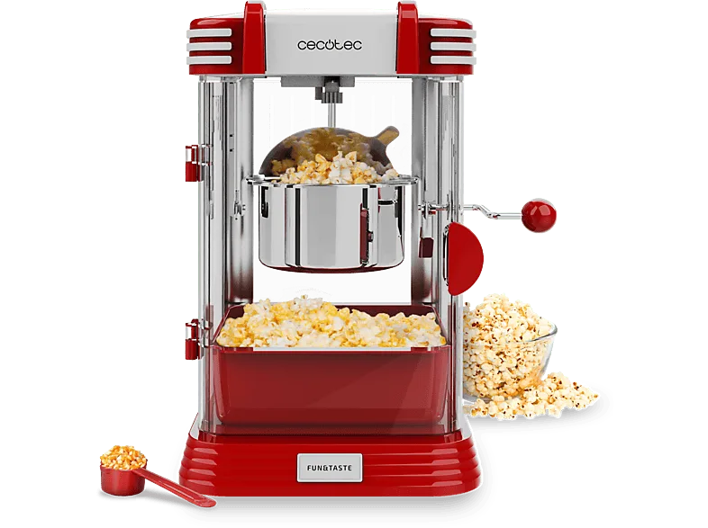Palomitero - Cecotec Fun&Taste P’Corn Classic, 300 W, Palomitas dulces o saladas, Olla antiadherente, Capacidad 500 ml, Diseño retro, Red