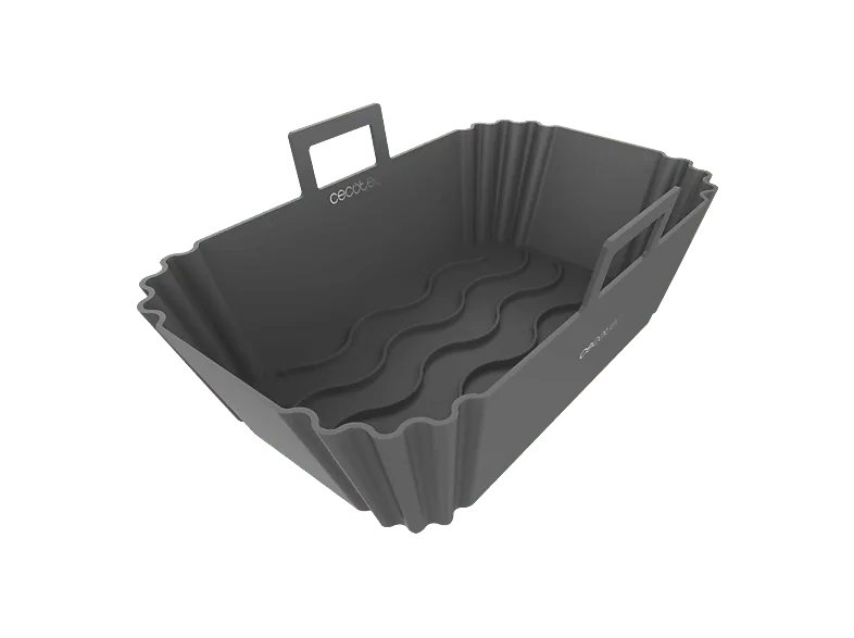 Accesorio freidora - Cecotec Cecofry TwinBucket, Pack de 2 moldes silicona rectangulares para aire, Negro