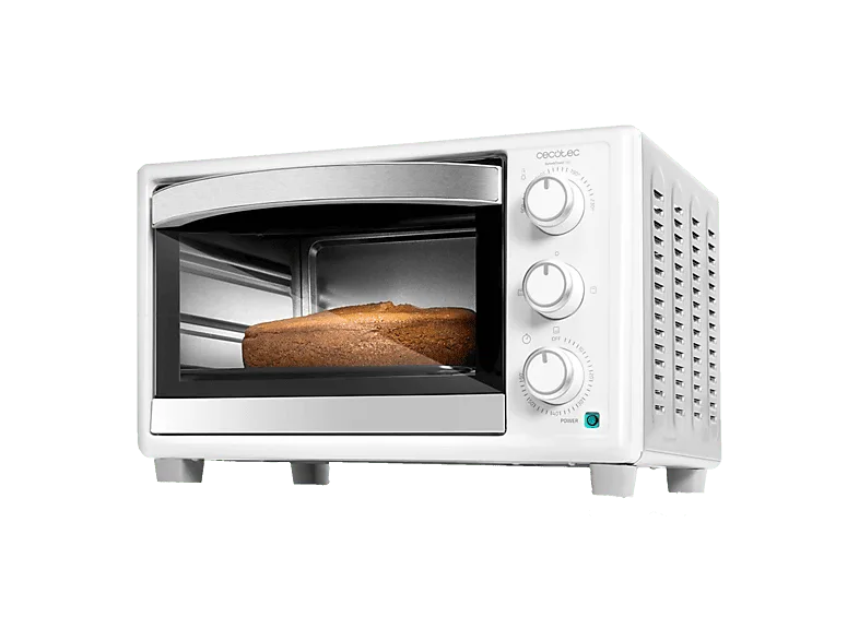 Minihorno eléctrico - Cecotec Bake&Toast 2300, 23 L, 1500 W, 3 modos de calor, Puerta doble cristal, Luz interior, Temporizador, Blanco